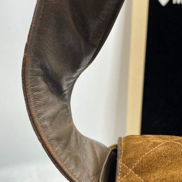 Chanel Brown Suede Shoulder Bag,with auth. Card and care card, pre loved. - Picture 10 of 16